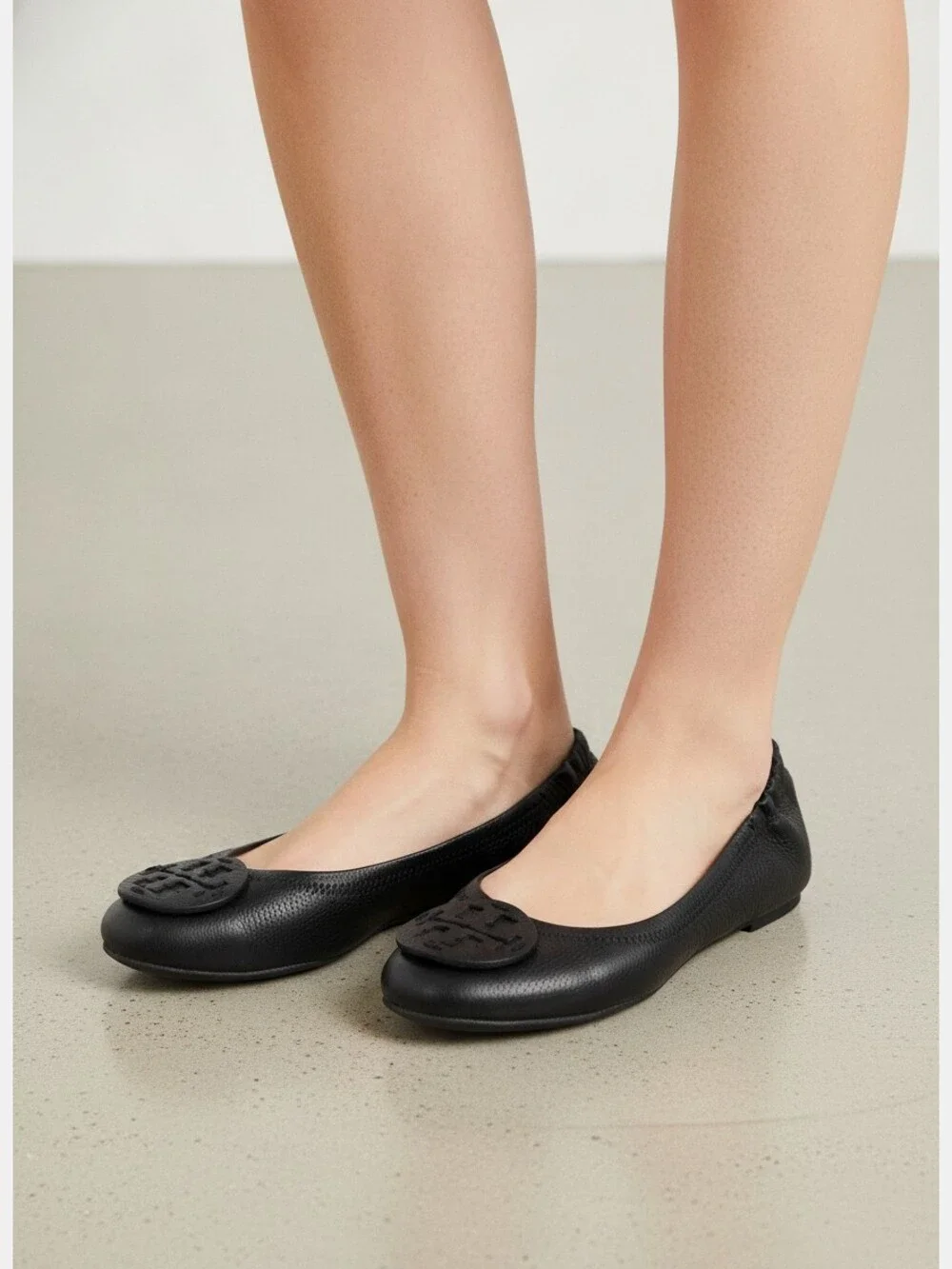 Tory Burch Black Flat | Logo Accent, OS (Adult US 3)